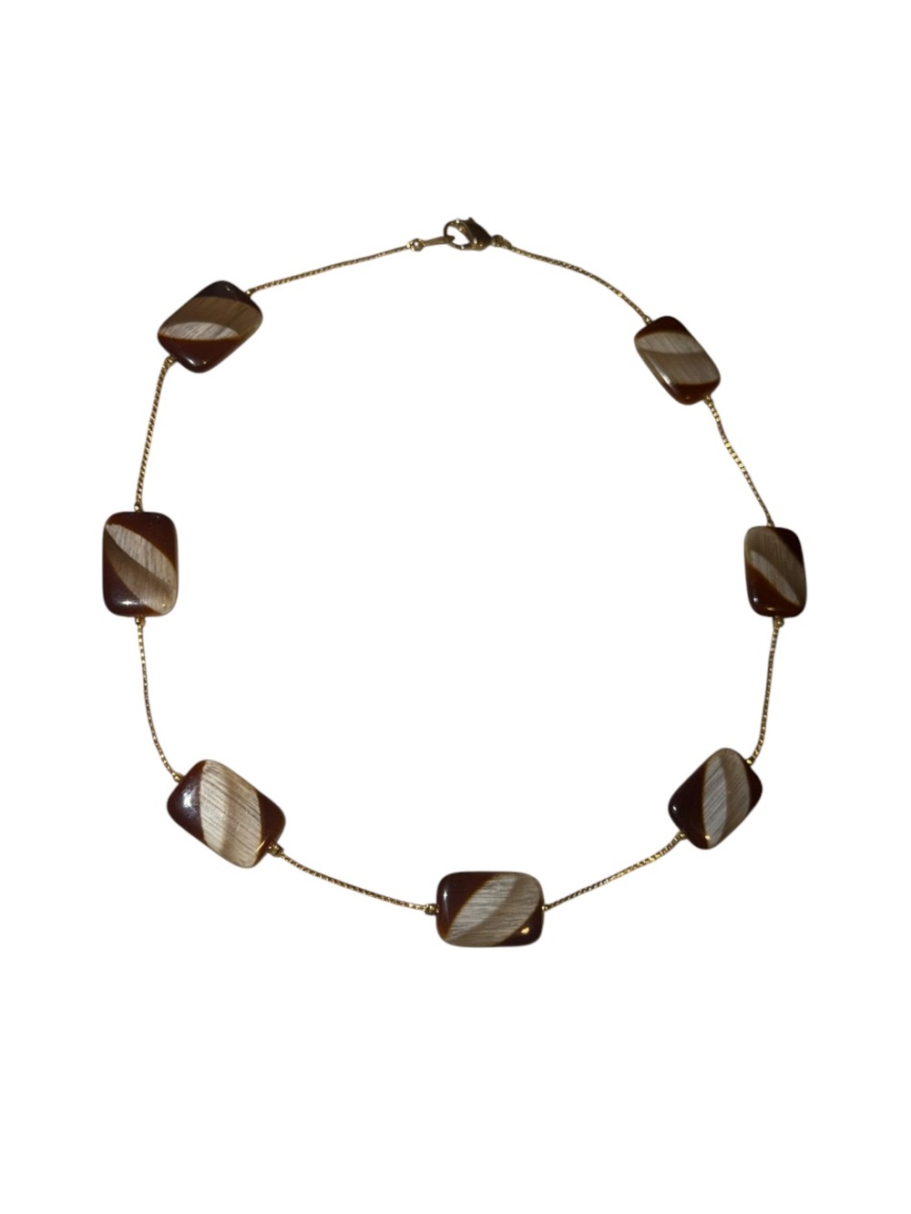 Gold-Tone Brown Resin Link Necklace